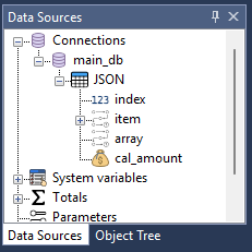 Data Source Panel Tree