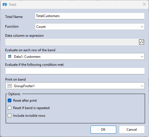 Defining Totals Parameters