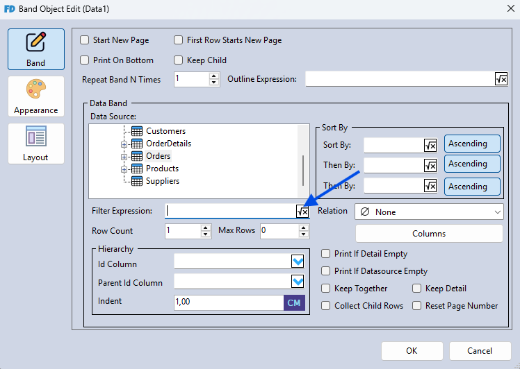 Open Filter Expression Editor