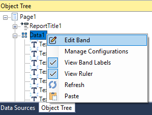 Edit Report Band
