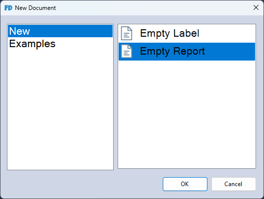 Creating a New Report Workspace